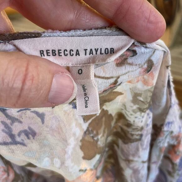 Rebecca Taylor Women's Semi Sheer Lightweight Floral Blouse Size 0 - Picture 7 of 9